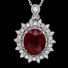 14K Gold 7.08ct Ruby 0.65ct Diamond Pendant