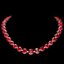 14k Gold 137ct Ruby 4.15ct Diamond Necklace