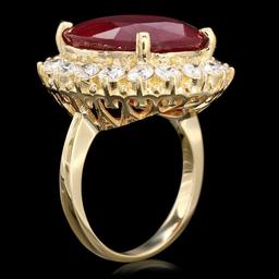 14k Yellow Gold 21.50ct Ruby 2.00ct Diamond Ring