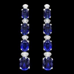 14k Gold 6.50ct Sapphire 0.30ct Diamond Earrings