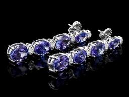 14k Gold 9.00ct Tanzanite 0.50ct Diamond Earrings