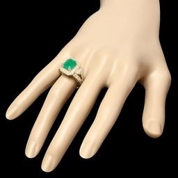 14k Gold 2.20ct Emerald 1.30ct Diamond Ring