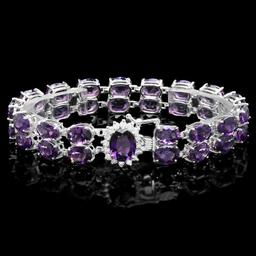 14k Gold 43ct Amethyst 0.60ct Diamond Bracelet