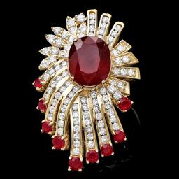 14k Yellow Gold 10ct Ruby 3.70ct Diamond Ring