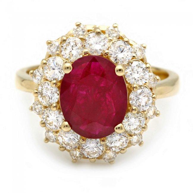 14k Yellow Gold 1.50ct Ruby 1.50ct Diamond Ring