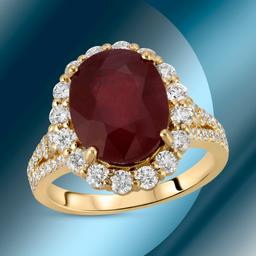 14K Gold 7.80cts Ruby & 1.22cts Diamond Ring