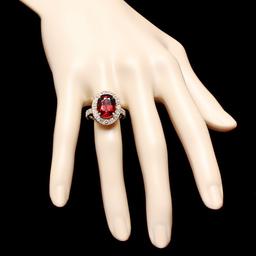 14k Yellow Gold 8.00ct Garnet 1.70ct Diamond Ring