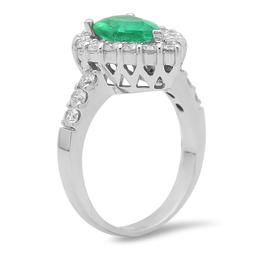 14K Gold 1.31ct Emerald 1.20cts Diamond Ring