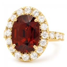 14k Yellow Gold 8.00ct Garnet 1.70ct Diamond Ring