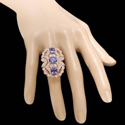 14k Rose 5.50ct Tanzanite 1.60ct Diamond Ring