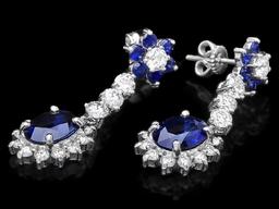 14k Gold 4.8ct Sapphire 2ct Diamond Earrings