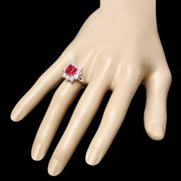 14k White Gold 3.40ct Ruby 1.25ct Diamond Ring