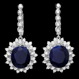 14k Gold 16.50ct Sapphire 2ct Diamond Earrings