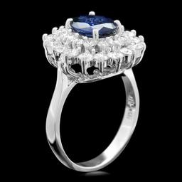 14k Gold 1.80ct Sapphire 1.50ct Diamond Ring