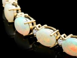 14k Gold 15.00ct Opal 1.10ct Diamond Bracelet