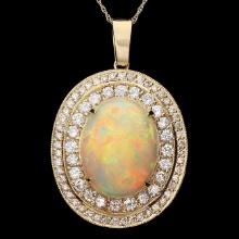 14k Gold 9.70ct Opal 2.30ct Diamond Pendant