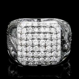 14k White Gold 2.20ct Diamond Mens Ring