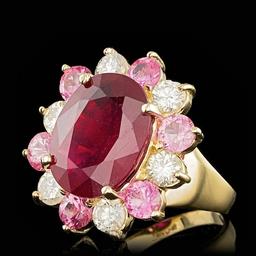 14k Yellow Gold 7.00ct Ruby 1.30ct Diamond Ring