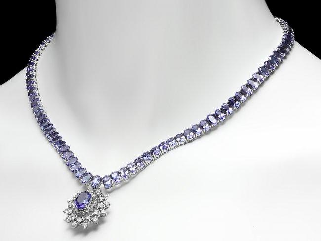 14k Gold 48ct Tanzanite 2ct Diamond Necklace