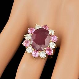 14k Yellow Gold 7.00ct Ruby 1.30ct Diamond Ring