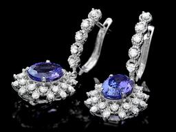 14k Gold 5ct Tanzanite 1.60ct Diamond Earrings