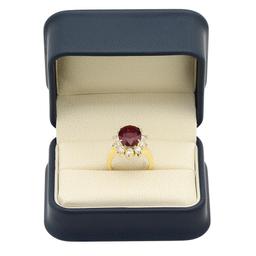 14K Gold 7.79ct Garnet 2.06ct Diamond Ring