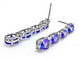 14k Gold 5ct Tanzanite 0.35ct Diamond Earrings