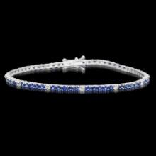 14k White Gold 3.42ct Sapphire 0.71ct Diamond Bracelet