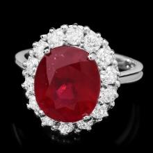 14k White Gold 6.40ct Ruby 1ct Diamond Ring