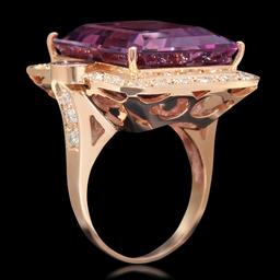 14K Gold 25.07ct Ametrine 0.40ct Sapphire 1.00ct Diamond Ring