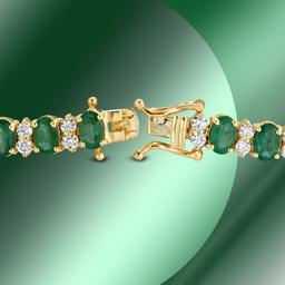 14K Gold 15.48cts Emerald & 3.02cts Diamond Bracelet