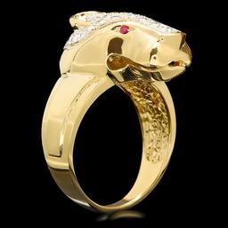 18k Gold 1.00ct Diamond 0.05ct Ruby Mens Ring