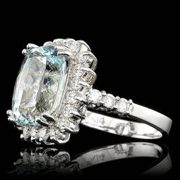 14k Gold 5.50ct Aquamarine 1.00ct Diamond Ring