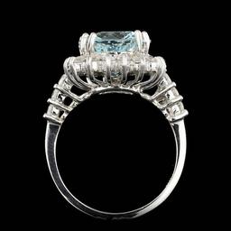 14k Gold 5.50ct Aquamarine 1.00ct Diamond Ring