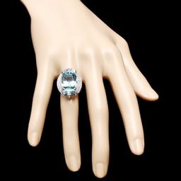 14k Gold 11.85ct Aquamarine .75ct Diamond Ring