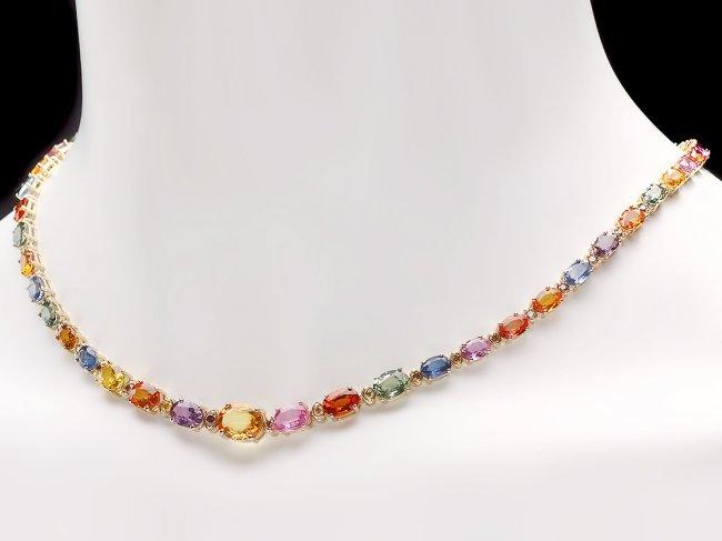 14k Gold 30ct Sapphire 1.5ct Diamond Necklace