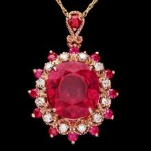 14k Rose Gold 7.15ct Ruby 0.25ct Diamond Pendant