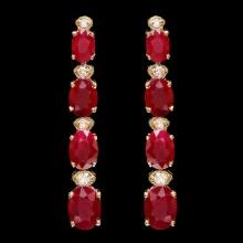 14k Gold 8.00ct Ruby 0.30ct Diamond Earrings