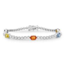 14K Gold 3.40ct Fancy Color Sapphire 1.50cts Diamond Bracelet