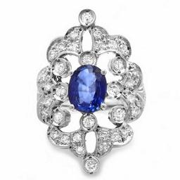 14k Gold 2.00ct Sapphire 1.30ct Diamond Ring