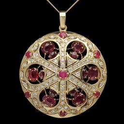 14K Gold 16.40ct Ruby 1.94ct Diamond Pendant