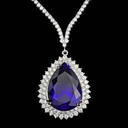 18k 38.00ct Tanzanite 12.35ct Diamond Necklace