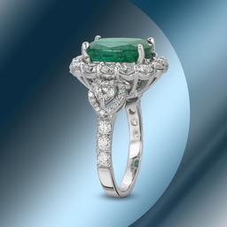 14K Gold 5.50cts Emerald & 2.68cts Diamond Ring