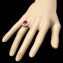 14k White Gold 3.20ct Ruby 1.50ct Diamond Ring