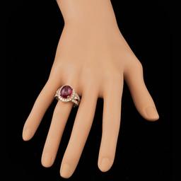 14k Rose Gold 9.00ct Ruby 1.55ct Diamond Ring