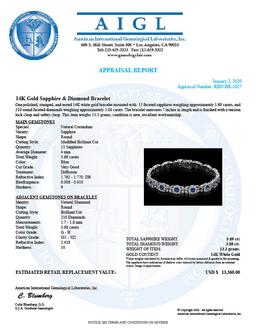 14K Gold 5.69ct Sapphire 3.88ct Diamond Bracelet