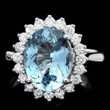 14k Gold 3.50ct Aquamarine 0.80ct Diamond Ring