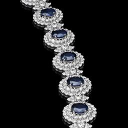 14K White Gold,23.00cts Sapphire & 14.89cts Diamond Bracelet