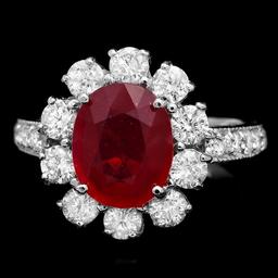 14k White Gold 3.20ct Ruby 1.50ct Diamond Ring