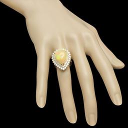 14K Gold 9.62ct Opal & 3.50ct Diamond Ring